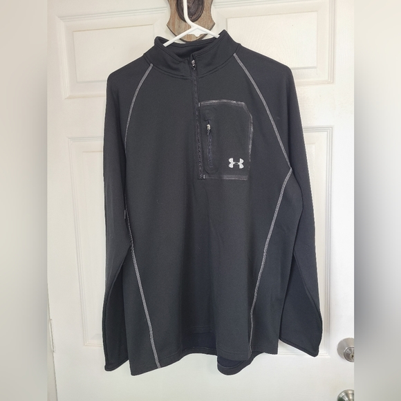 Under Armour Men's Long Sleeve Quarter Zip Warm-up,  Size: XL Color: Black - Picture 3 of 11